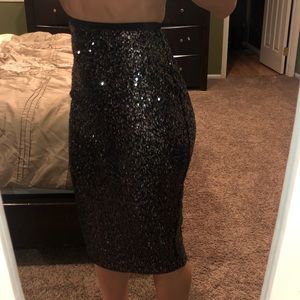 High waisted sequence pencil skirt